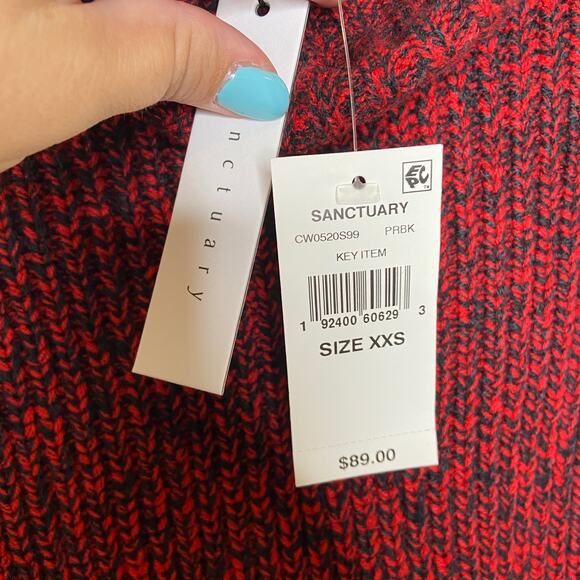 Sanctuary Red Black Chunky Knit Sweater XXS - Picture 5 of 7